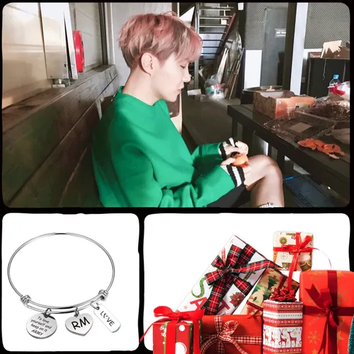 Vista 5 de LACAKU - Pulsera para niño, Kpop, BTS, Bangtan, dijes con textos en inglés, amarte a ti mismo, A.R.M.Y, regalo de joyería para niños, acero