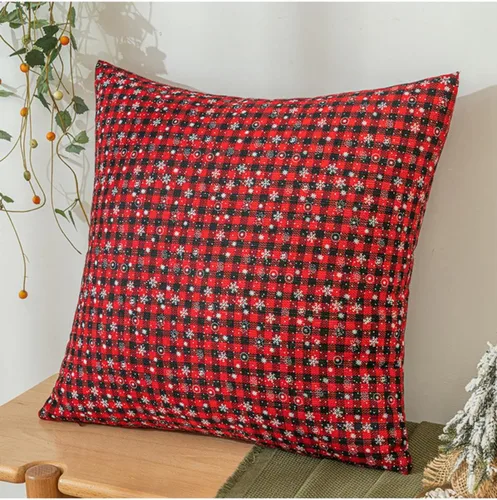 Vista 2 de MOJUN Juego de 2 fundas de almohada navideñas de 18 x 18 pulgadas, fundas de almohada decorativas de Navidad con copos de nieve, funda de cojín