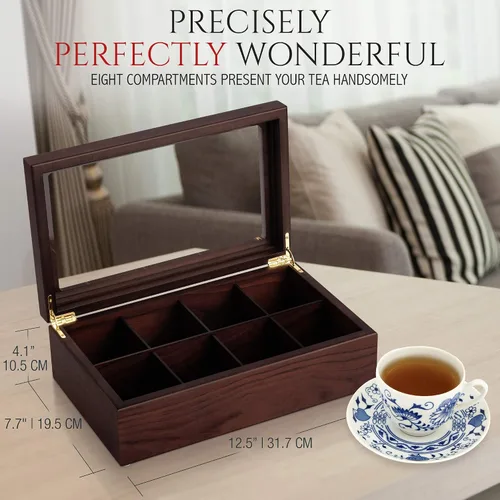 Vista 3 de Caja de té (8 compartimentos) nogal oscuro + caja de té (8 compartimentos) palisandro