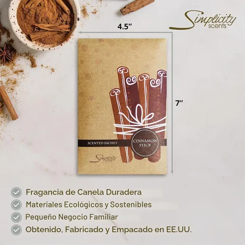 Vista 3 de Simplicity Scents - Paquete de 6 bolsitas perfumadas en barra de canela, otoño e invierno, bolsas perfumadas de larga duración, fragancia