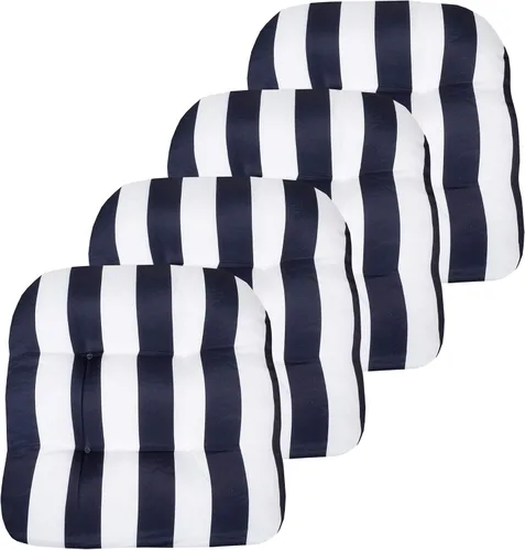 Vista 68 de Sweet Home Collection - Cojines para silla de patio y exterior, almohadillas prémium con relleno grueso y cómodo de fibra, mechones, 19 x 19 Negro