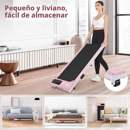 Vista 6 de Funmily - Caminadora portátil 3 en 1 con control remoto, pantalla LED, capacidad de 300 libras, no requiere montaje Rosa