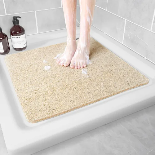Vista 37 de Hargiis - Tapete antideslizante de secado rápido para tina y ducha, tapete exfoliante para pies, para baño, cocina u hotel, beige, 24 x 16 pulgadas