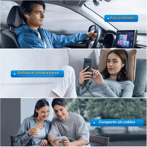 Vista 7 de kurdene Auriculares inalámbricos, Bluetooth 5.3 auriculares intrauditivos ligeros con sonido de graves profundos, auriculares de 48 horas de Blanco