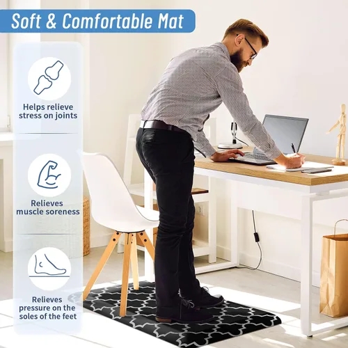 Vista 5 de Alfombras de cocina de 4/5 pulgadas de grosor, 2 tapetes de cocina, antifatiga, impermeables, resistentes de PVC, ergonómico, espuma de pie cómoda