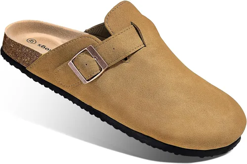 Vista 17 de BULLIANT Zuecos pantuflas sandalias de enfermería zapatos de trabajo para hombres y mujeres, parte superior con forro polar + plantilla de corcho