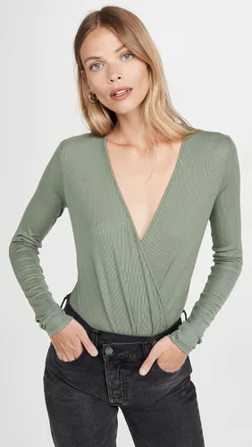 Vista 2 de AG Adriano Goldschmied womens Lola Long Sleeve Deep V Neck Ribbed Bodysuit