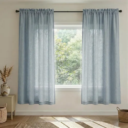 Vista 18 de Mrs.Naturall - Cortinas transparentes con bolsillo para barra de 36x63 pulgadas de lino mezclado negro