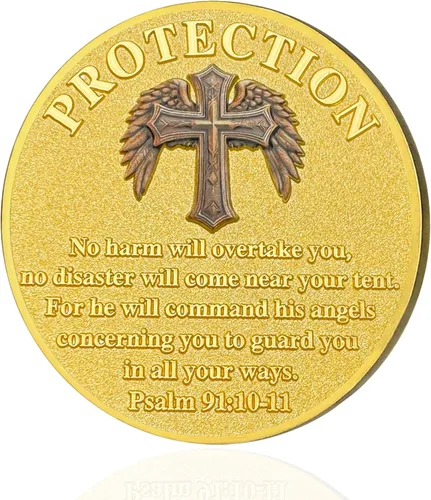 Vista 3 de Arcángel Miguel Christian Challenge Coin, moneda inspiradora cristiana de fichas cristianas, moneda de oración inspiradora de San Miguel Arcángel