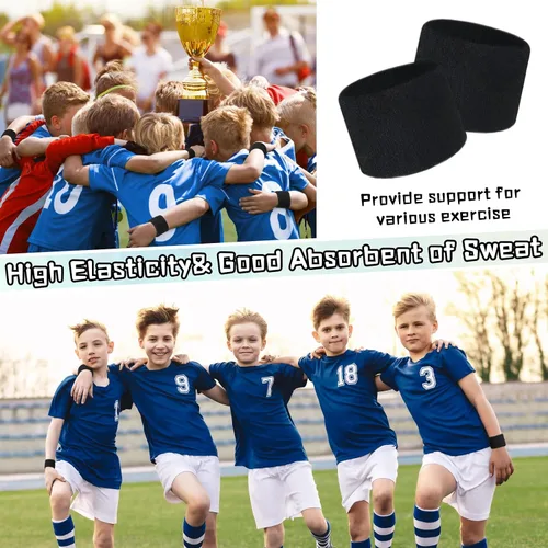 Vista 3 de Lounsweer Muñequeras a granel para niños y adultos, bandas de sudor deportivas, pulseras atléticas de neón para fútbol, baloncesto, tenis, correr