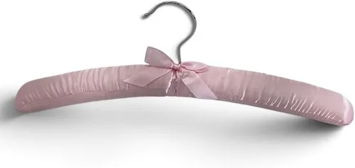 Vista 3 de 6 perchas acolchadas de satén liso rosa de 15 pulgadas de largo para vestido, lencería nupcial