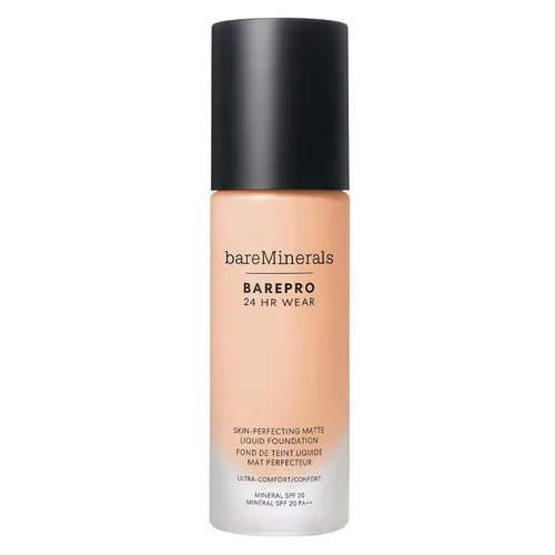 Vista 40 de bareMinerals BarePro 24HR Wear Matte Liquid Foundation Mineral SPF 20, Base de maquillaje de cobertura completa para piel madura, libre de aceite