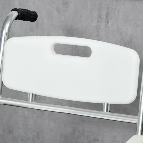 Vista 8 de HOMCOM Silla de ruedas 3 en 1 para ducha, apta para FSA/HSA, silla de inodoro impermeable enrollable con asiento acolchado, capacidad