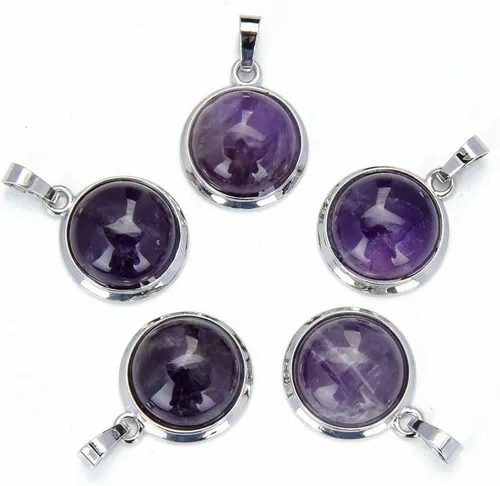 Vista 3 de Adabele Colgante redondo de piedra semipreciosa natural de 0.787 in para mujeres y hombres, aretes, pulsera, collar, llavero, joyería de chakras
