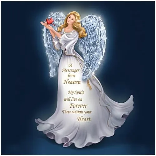 Vista 4 de The Bradford Exchange Forever with You - Figura de ángel con alas de cristal iluminada