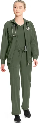 Vista 30 de Infinity by Cherokee 2391A - Chaquetas médicas con cremallera frontal para mujer, tela elástica en 4 direcciones