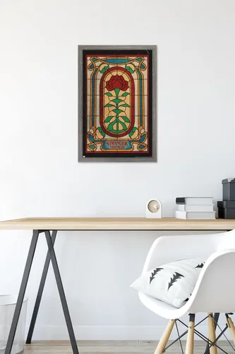 Vista 6 de Trends International Netflix Stranger Things: Season 4 - Póster de pared de vitrales, 14.72 x 22.37 pulgadas, versión enmarcada de madera de granero