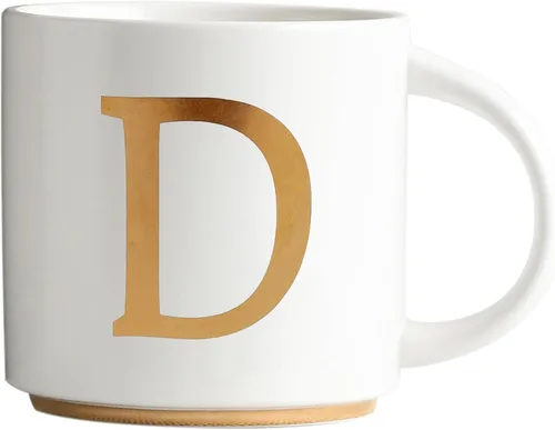 Vista 15 de COLLECTIVE HOME - Tazas de cerámica con monograma, tazas de café con inicial dorada de 15 onzas, elegantes tazas de té del alfabeto, elegante taza p