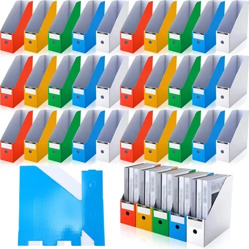 Vista 8 de Geyee 50 piezas de cartón para revistas, archivador de revistas, caja de almacenamiento de documentos, organizador de archivos de revistas con 50