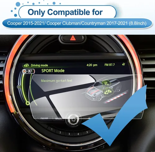 Vista 2 de Protector de pantalla Mini Cooper 2015-2021, para Mini Cooper Clubman (2017-2021), Cooper Countryman (2017-2021), pantalla táctil de 8.8 pulgadas