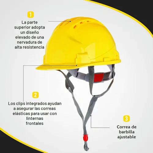 Vista 3 de Leumoi Cascos de seguridad de suspensión de 4 puntos, cascos de seguridad a granel, cascos de construcción de ABS, cascos de trinquete ajustables