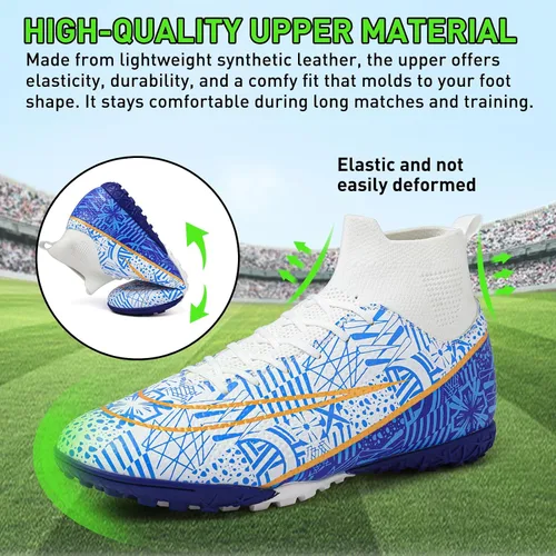Vista 3 de RDGO Tacos de fútbol para hombre y mujer, zapatos de fútbol para interiores y exteriores