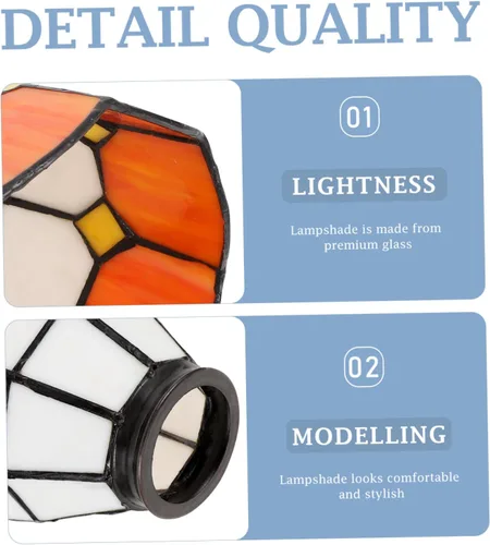 Vista 9 de Housoutil Lámpara de techo con vitral, lámpara pequeña, adorno blanco, lámpara de araña, decoración de piso, globo colgante, lámpara artesanal