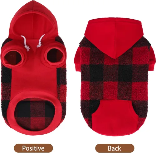 Vista 23 de PUPTECK Sudadera con Capucha para Perro Sudadera para Cachorro Suéter Cálido para Perro Ropa de Invierno Abrigos para Clima Frío para Perros Negro