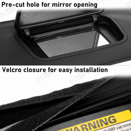 Vista 2 de KBH Funda para Visera de Sol para Ford Mustang 1994-2004, Forro de Cuero de Vinilo, Protector de Visera de Sol para Auto, Lado Izquierdo y Derecho