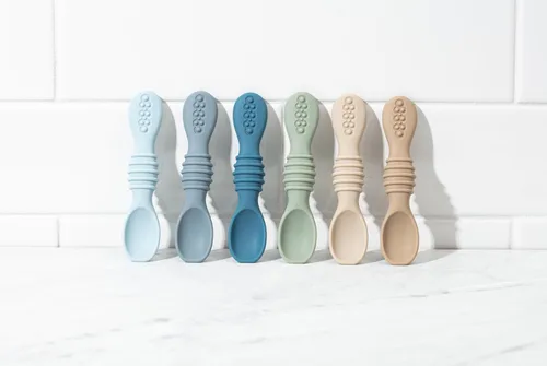 Vista 6 de Sperric Cucharas para bebés de más de 6 meses, autoalimentación, cucharas de dentición sin BPA, color azul