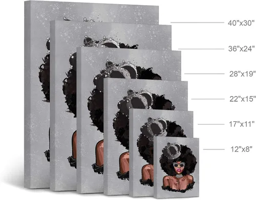 Vista 4 de Arte de pared afroamericano, decoración de pared de arte negro, arte negro afroamericano, arte de pared de niña negra, impresión afroamericana, arte