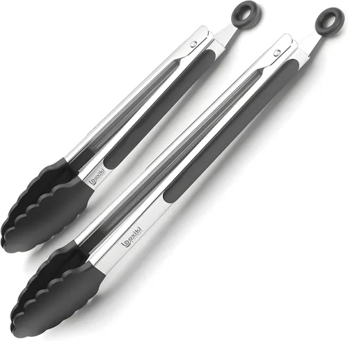 Vista 8 de Juego de herramientas profesionales para barbacoa de madera de acacia (3 piezas) – Kit de accesorios de parrilla de acero inoxidable resistente