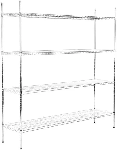 Vista 242 de Kit de 4 estantes de epoxi verde NSF de 21 x 72 pulgadas con postes de 86 pulgadas, estantería de almacenamiento resistente, kit de estantería