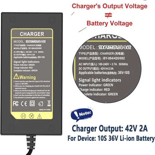 Vista 3 de Cargador universal de 42 V/36 V compatible con Razor, Jetson, Voyage, Gotrax, Ninebot y más, 7 enchufes de repuesto
