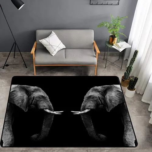 Vista 10 de Alfombra de esponja lavable para niños y niñas, dormitorio, sala de estar, elefante africano, exótico, selva, animales salvajes, antideslizante