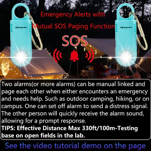 Vista 2 de 135dB recargable alarma de seguridad personal luz estroboscópica antideslizante agarre llavero sirena para mujeres estudiantes linterna senderismo