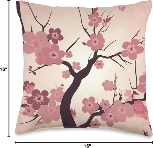 Vista 4 de Zen Petals Sakura Studios Enchanting Floral Whispers Cautivating Cherry Blossom Art - Almohada de 16 x 16 pulgadas, multicolor