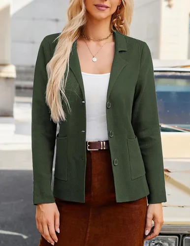 Vista 5 de Chaqueta casual de manga larga para mujer, para trabajo, oficina, con bolsillo