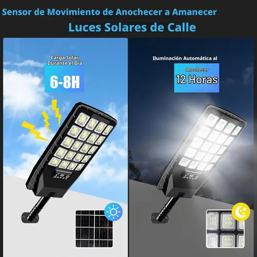 Vista 3 de Paquete de 2 farolas solares impermeables para exteriores, 6500 K, 20000 lúmenes, gran angular, luz de inundación con sensor de movimiento y control