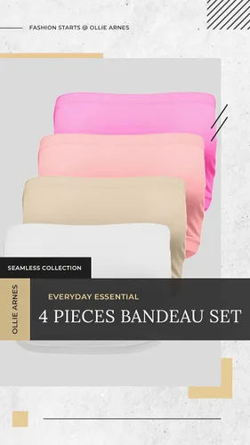 Vista 6 de Ollie Arnes Sujetador bandeau sin tirantes de 4 piezas, brasier sin costuras para mujer, camiseta bandeau para jóvenes y talla grande