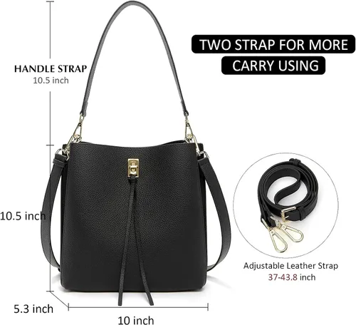 Vista 5 de BOSTANTEN Bolsos de cuero para mujer, bolsos de mano de diseñador para mujer, bolso cruzado de hombro para el trabajo diario, Bolsas de cubo