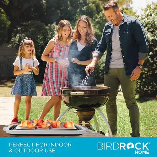 Vista 7 de BIRDROCK HOME Tina plegable grande de preparación para barbacoa con tabla de cortar, organizador de parrilla multifunción con colador y tapa, cuenco