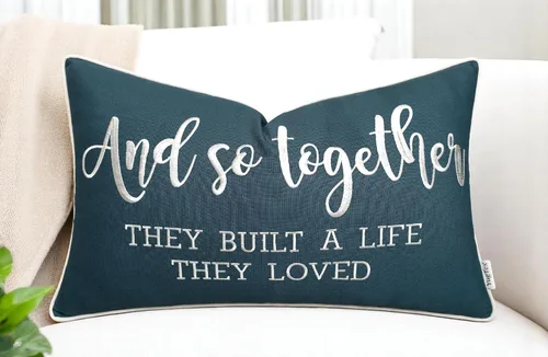Vista 19 de Funda de Cojín Decorativo Romántico para Pareja, Sentimiento de Amor Bordado, Refranes Decorativos, Acento Lumbar - Decoración de Frases Acogedoras