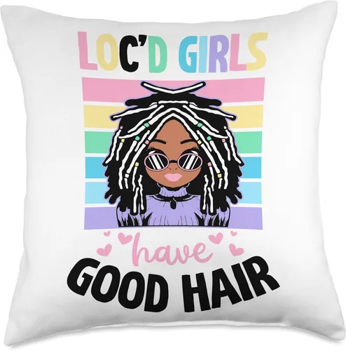Vista 4 de Locs Afro Dreadlocks Love Beauty Hair Loc'd Good Hair Black American African Girl Throw Pillow, 16x16, Multicolor