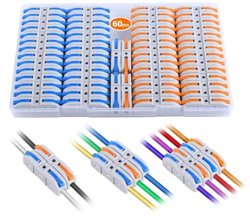 Vista 10 de Kit de conectores de palanca para cables eléctricos de conexión rápida, para terminales en línea compactos, 28-12 AWG, 1 entrada 1 salida (azul, 15)
