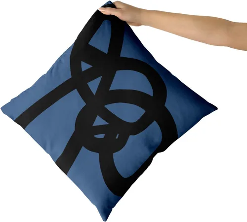 Vista 7 de Kawani Juego de 2 fundas de almohada azules de 18 x 18 pulgadas, diseño abstracto de graffiti moderno, fundas de almohada decorativas, fundas