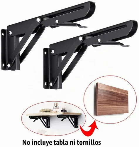 Vista 5 de Sumnacon - Soportes plegables resistentes, soportes de estante de metal negro de alta resistencia para mesa y banco, escuadra triangular de 8