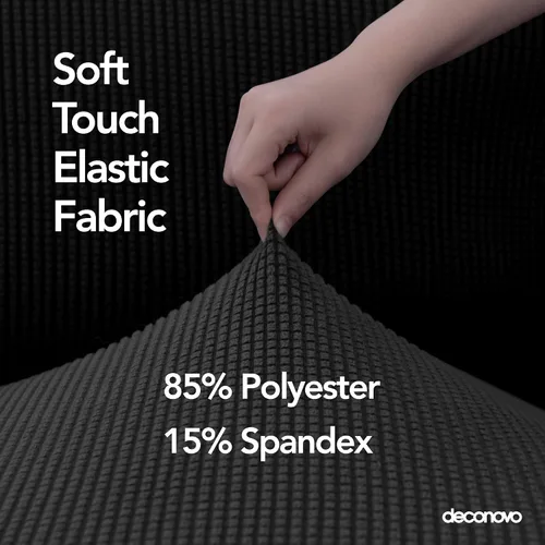 Vista 5 de Deconovo Funda protectora de elastano ajustable antideslizante para sillón de alta elasticidad, antiarrugas, con estampado sólido, silla, color negro