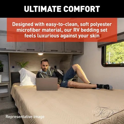 Vista 5 de Easy Zzzs - Juego de ropa de cama para caravana, tamaño King estrecho, color marrón