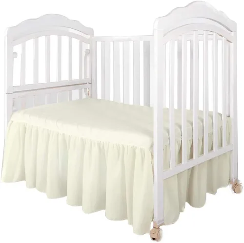 Vista 8 de Falda de cama para cuna para bebés, niños o niñas, para cuna de guardería, ropa de cama de 14 pulgadas de caída (azul bebé)